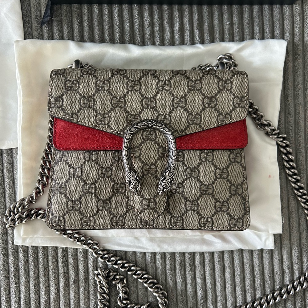 Gucci Dionysus GG Supreme Suede Mini Red